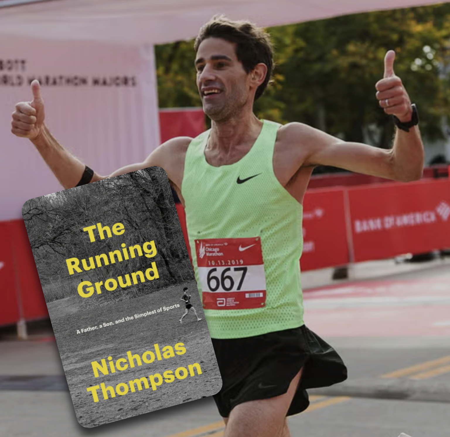 Nick Thompson finishing the Chicago Marathon