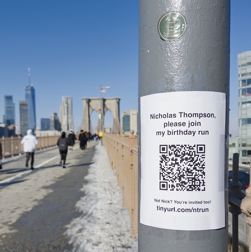 Postering on the Brooklyn Bridge